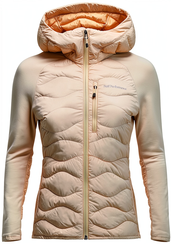 'Donna che indossa la giacca Peak Performance Helium Down Hybrid durante un'escursione'
