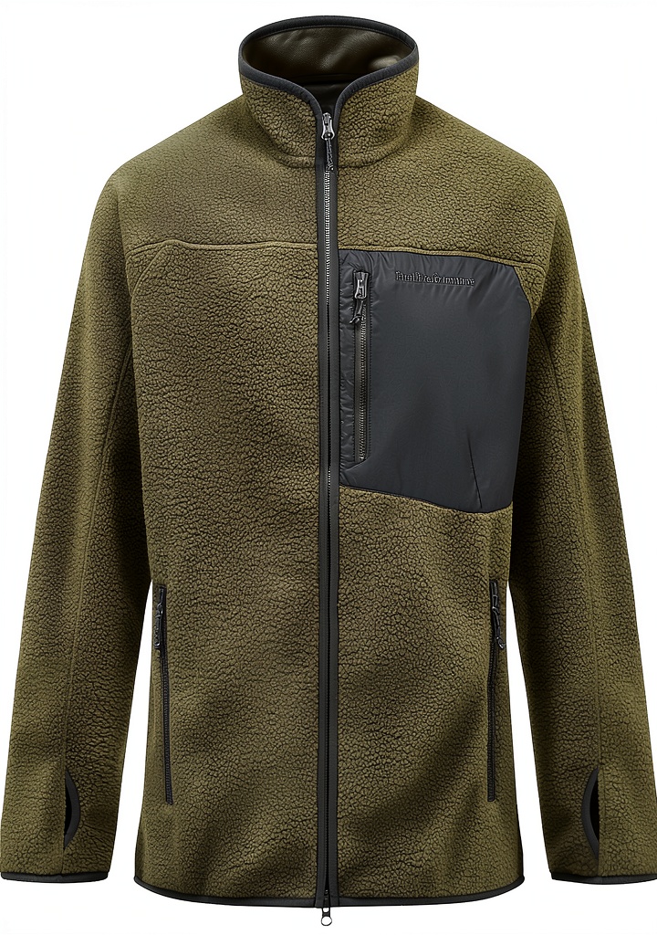 'Giacca in pile Peak Performance indossata durante un'escursione in montagna'